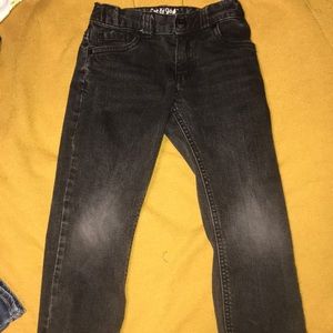 Washed black denim straight leg jeans.
